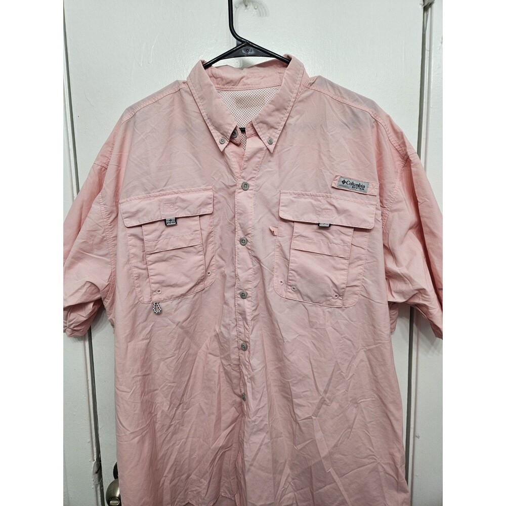 Columbia PFG Bahama Mens XL Shirt Salmon Orange Vented Fishing Outdoors Hiking